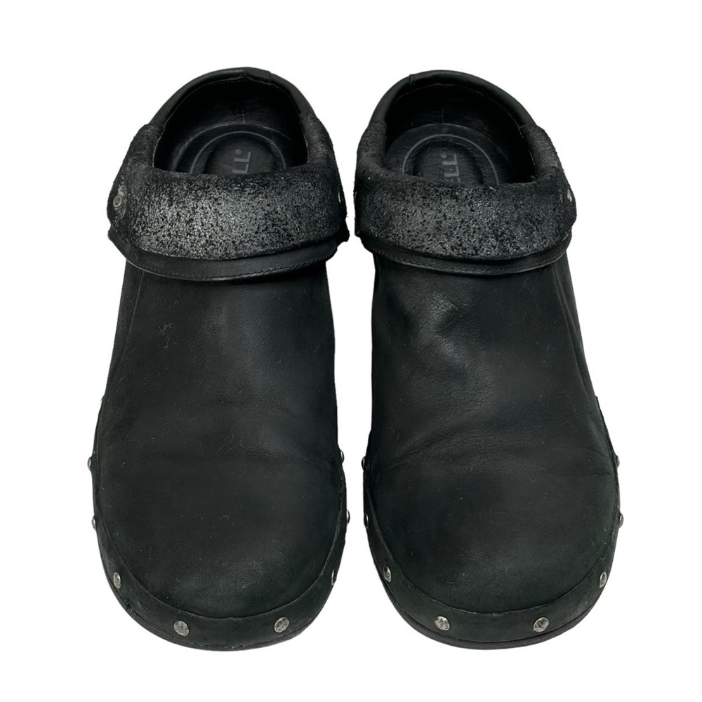 Merrell Black Luxe Leather Wrap 2.5” Slip On Clog w Nickel Stud Accents Size 11 - Picture 6 of 14